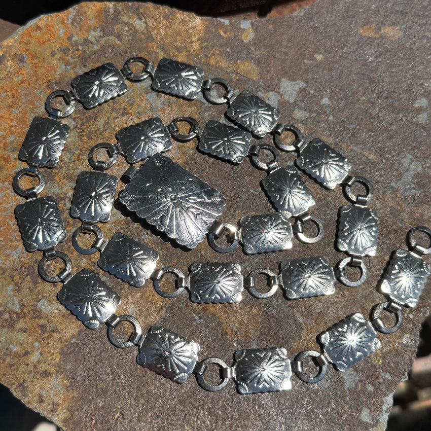 Vintage Costume Grade Silver Concho Belt Silver concho belt