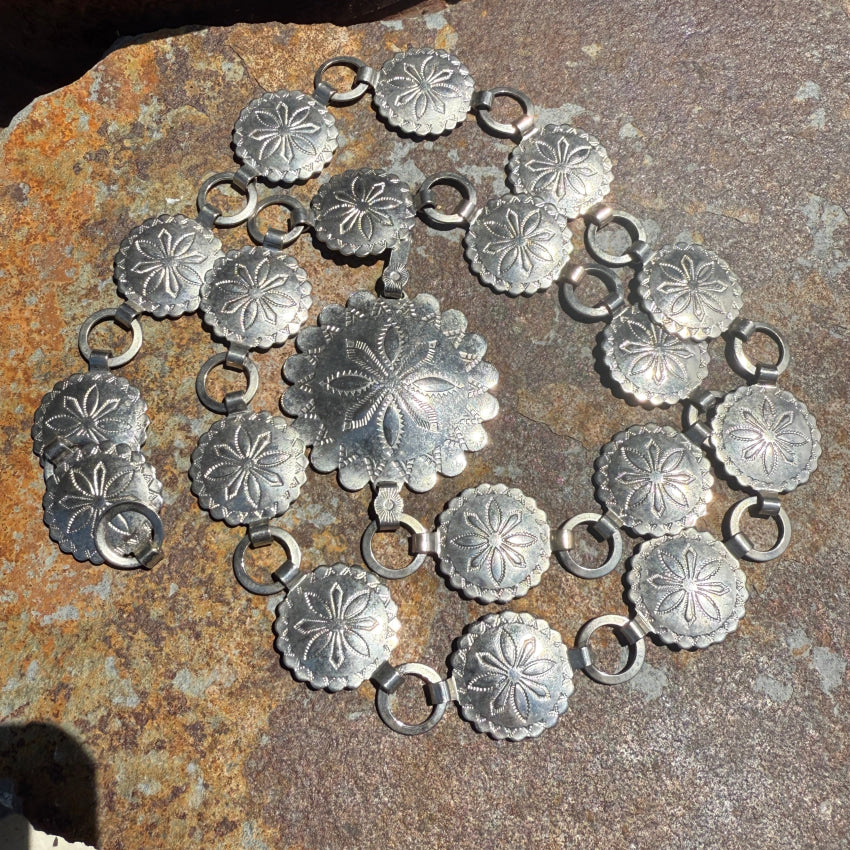 Vintage Costume Grade Silver Concho Belt Silver concho belt