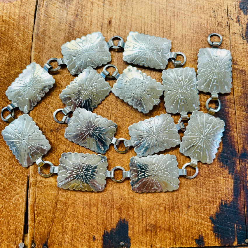 Vintage Costume Grade Solver Concho Belt Silver concho belt