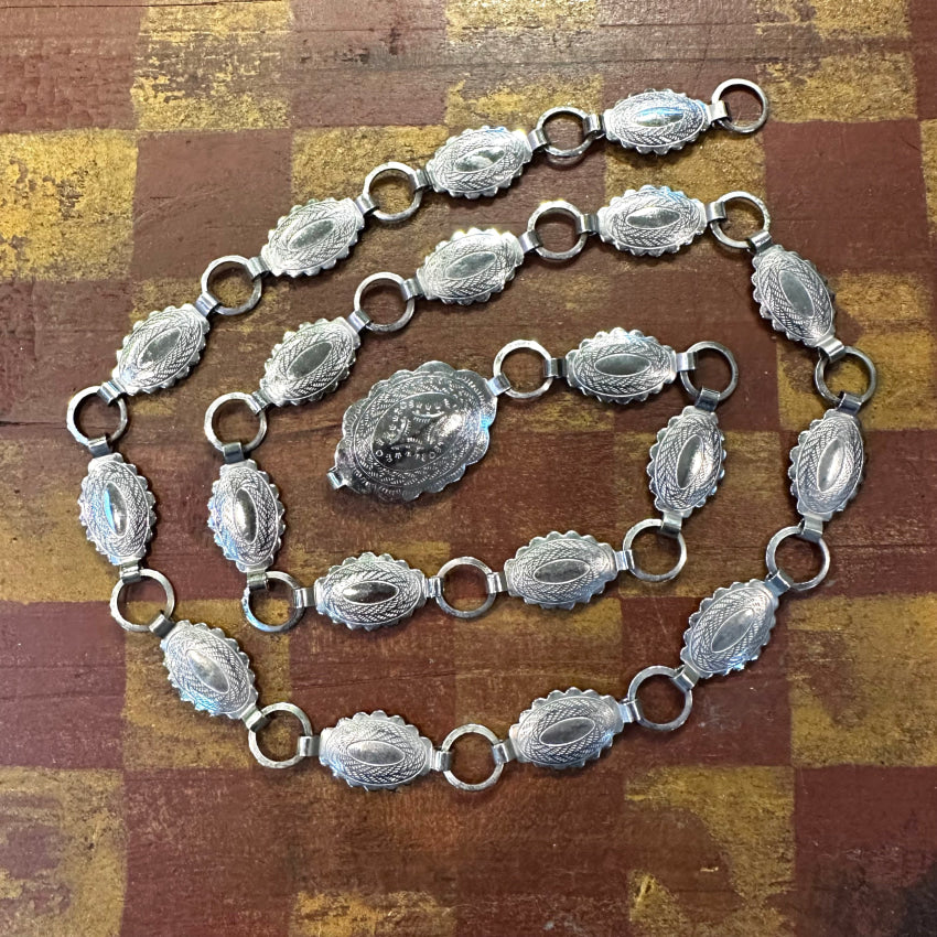 Delia ” Western Concho Chain Belt ( Antique Silver ) – Ale Accessories
