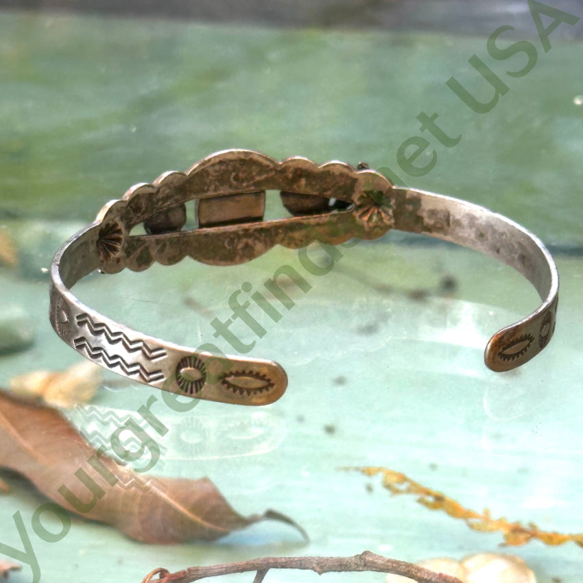 Vintage Costume Grade Silver & Faux Turquoise Indian Bracelet Bracelet