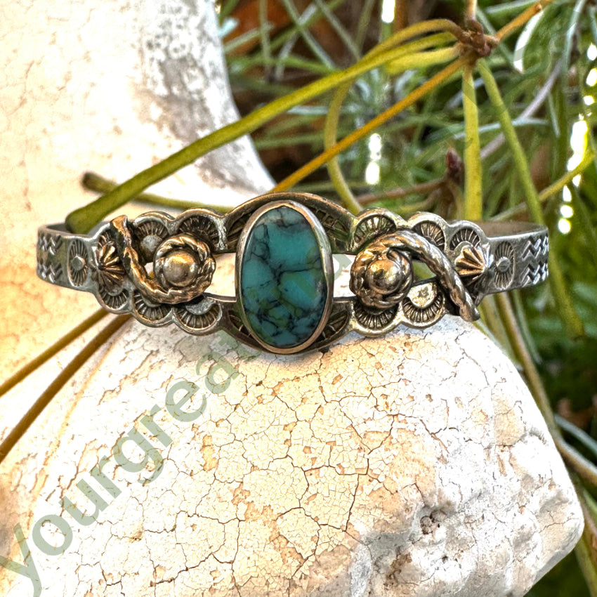 Vintage Costume Grade Silver & Faux Turquoise Indian Bracelet Bracelet