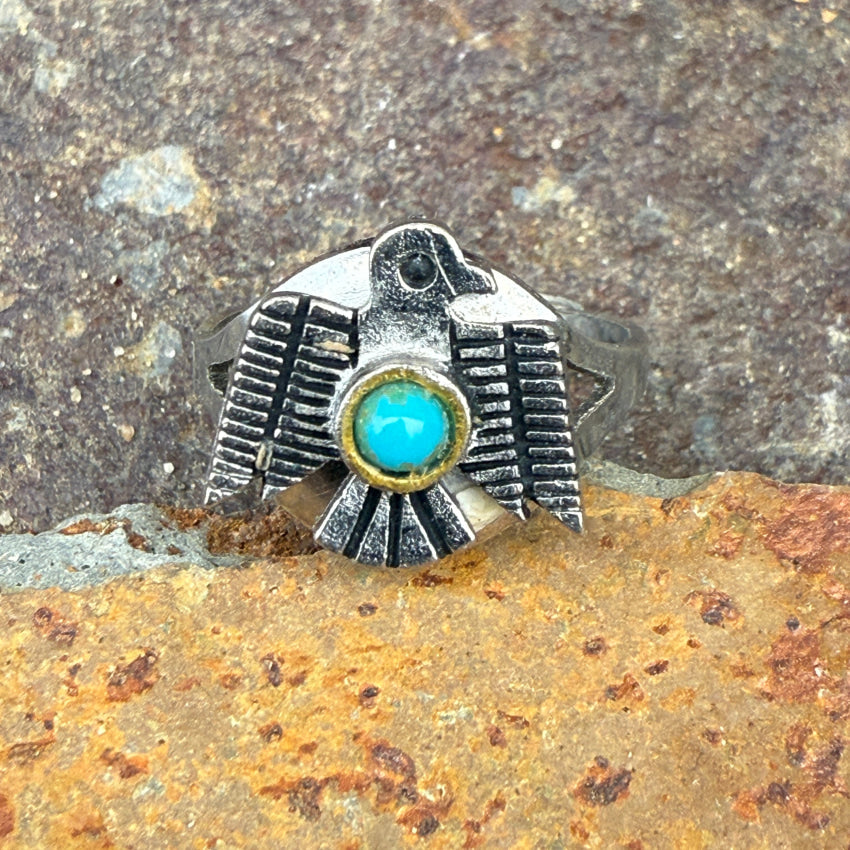 Vintage Costume Grade Silver Thunderbird Ring Adjustable Ring