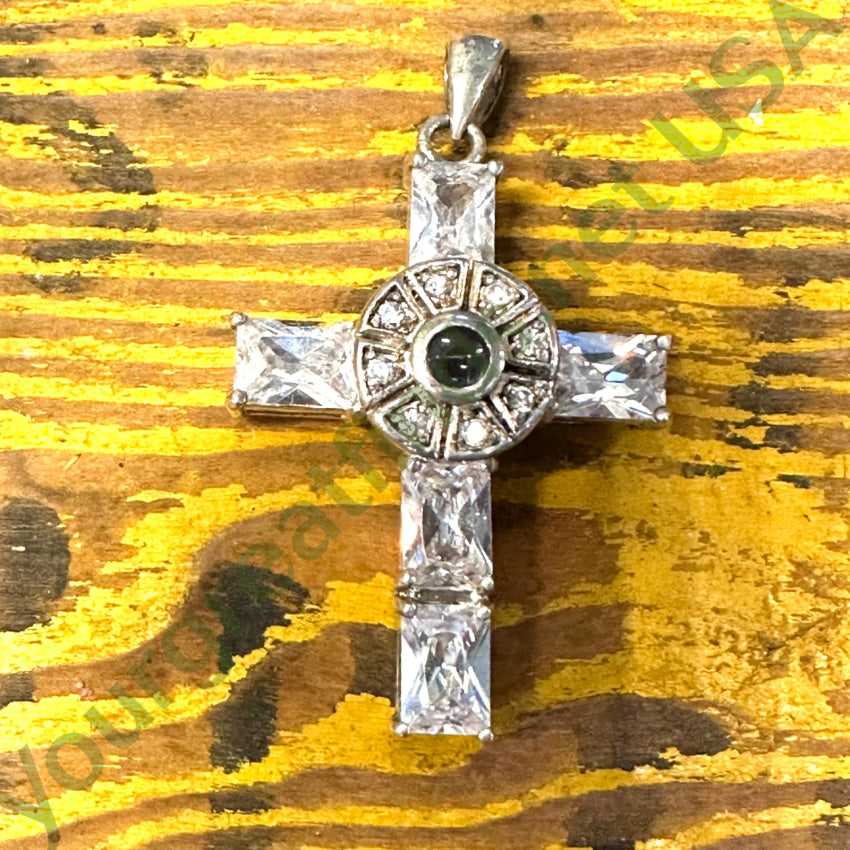 Vintage Cubic Zirconia Lords Prayer Stanhope Cross Pendant