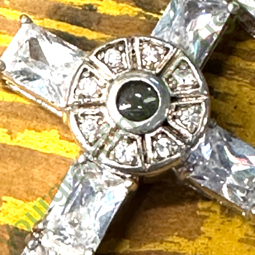 Vintage Cubic Zirconia Lords Prayer Stanhope Cross Pendant