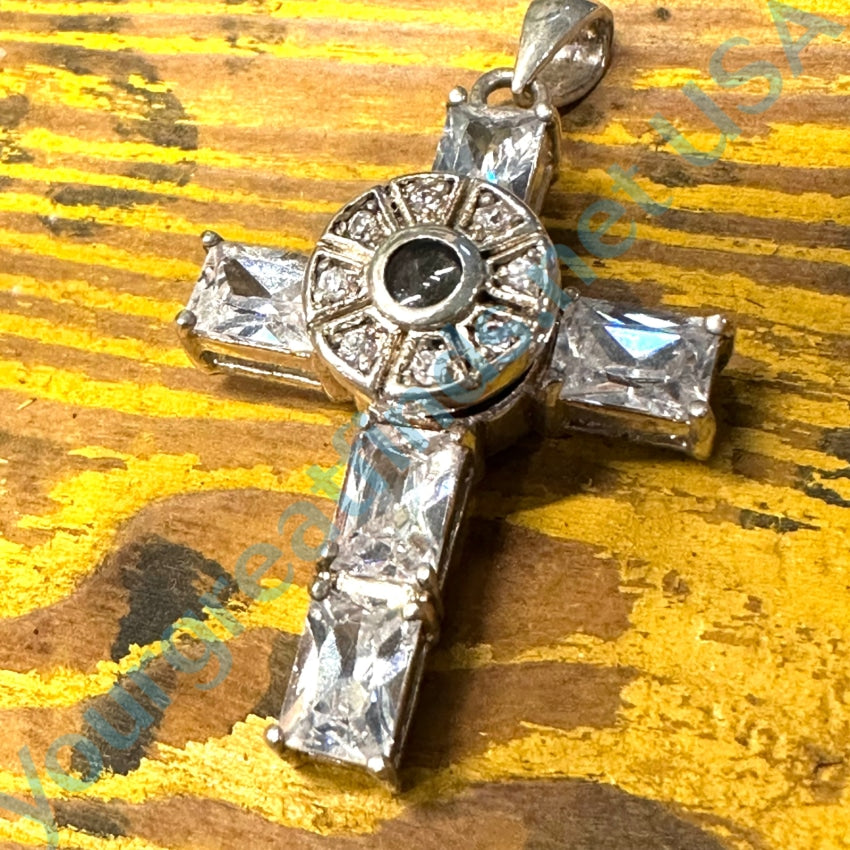 Two-piece steel pendant - cross in heart, love inscriptions, zircon
