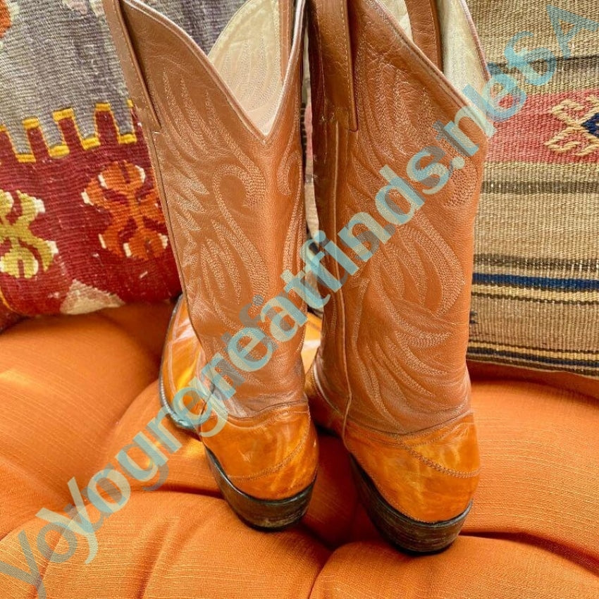 Vintage Custom Cazador Eel Skin Cowgirl Boots Size 7 1980s Yourgreatfinds