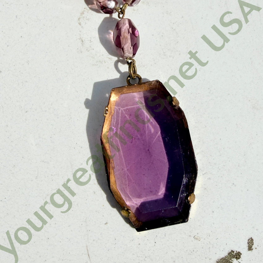 Vintage Czechoslovakian Glass Beaded Necklace Purple necklace