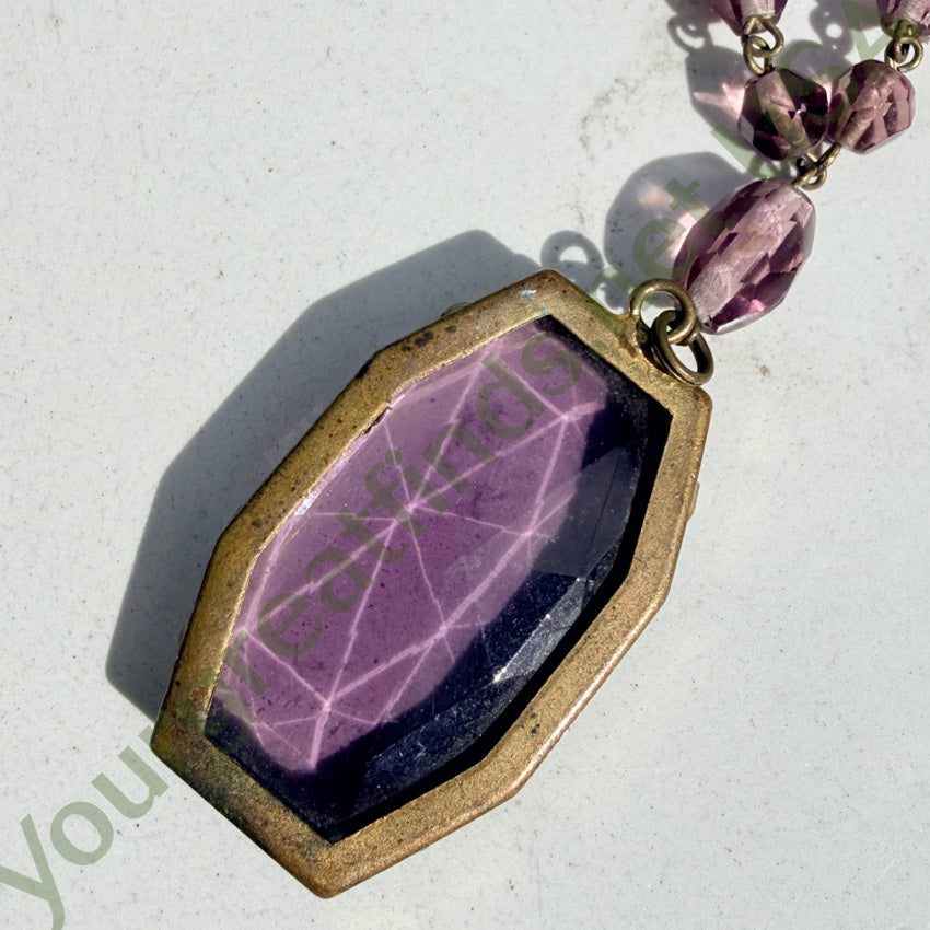 Vintage Czechoslovakian Glass Beaded Necklace Purple necklace