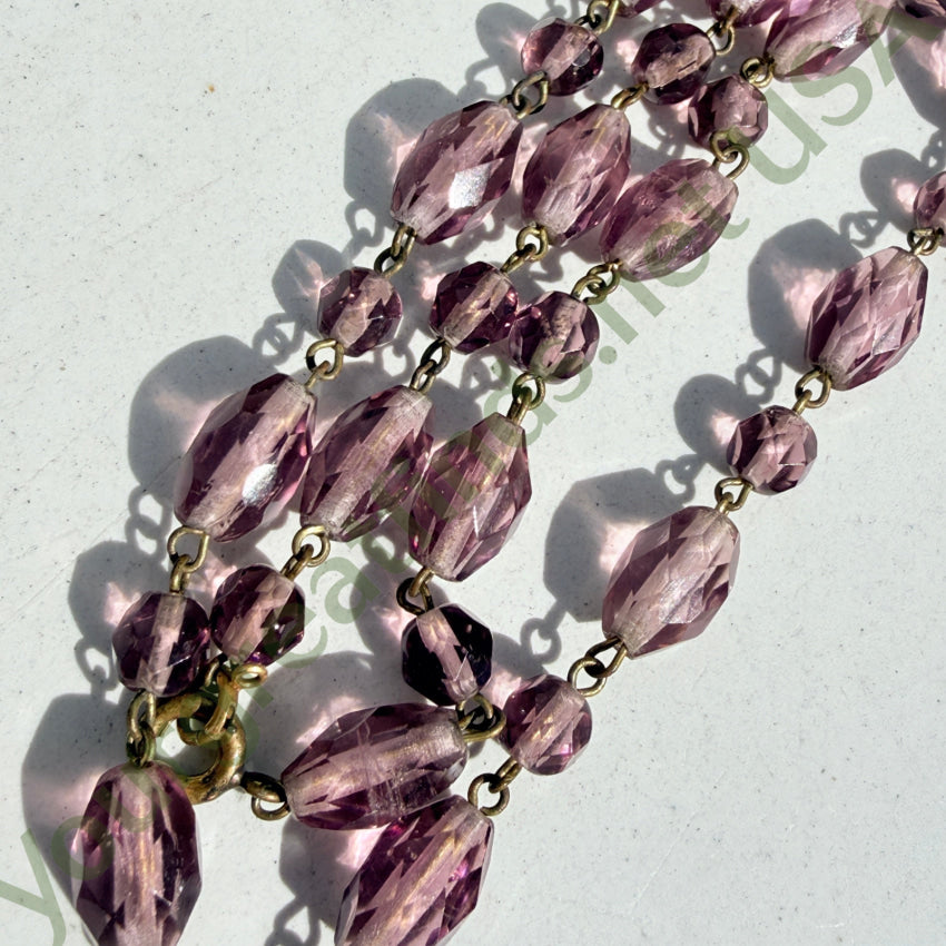 Vintage Czechoslovakian Glass Beaded Necklace Purple necklace