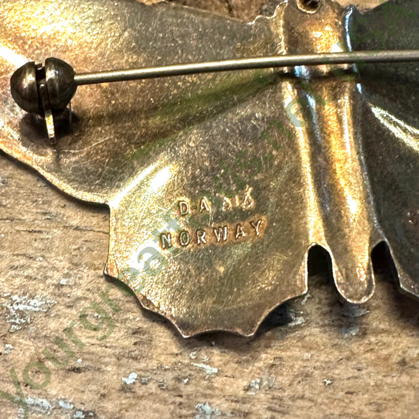 Vintage David Andersen 925S Sterling Guilloche Enamel Butterfly Pin White