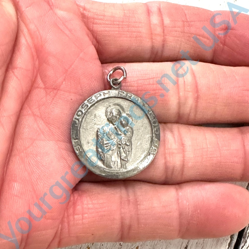 Vintage Devotional Medallion Pendant St. Joseph