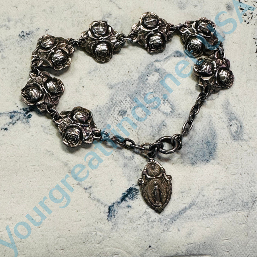 Vintage Devotional Sterling Silver Bracelet Catholic Bracelet