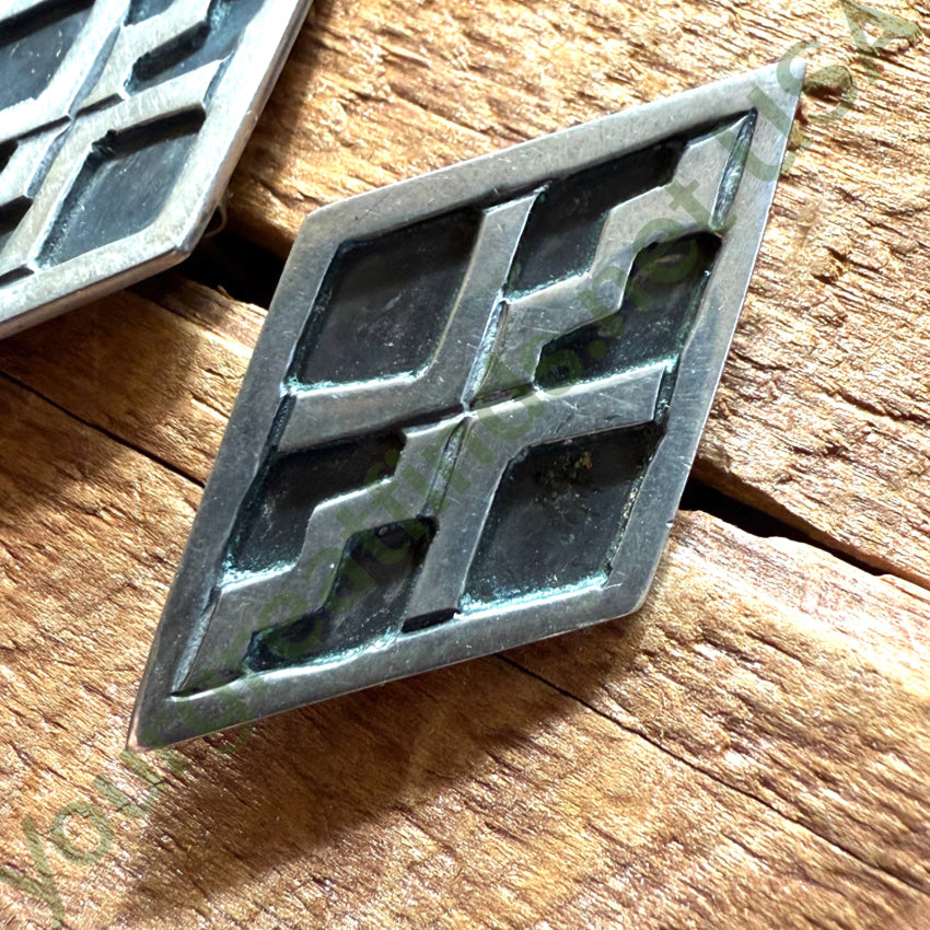 Vintage Diamond Shaped Sterling Silver Pierced Post Earrings Mexico Earrings