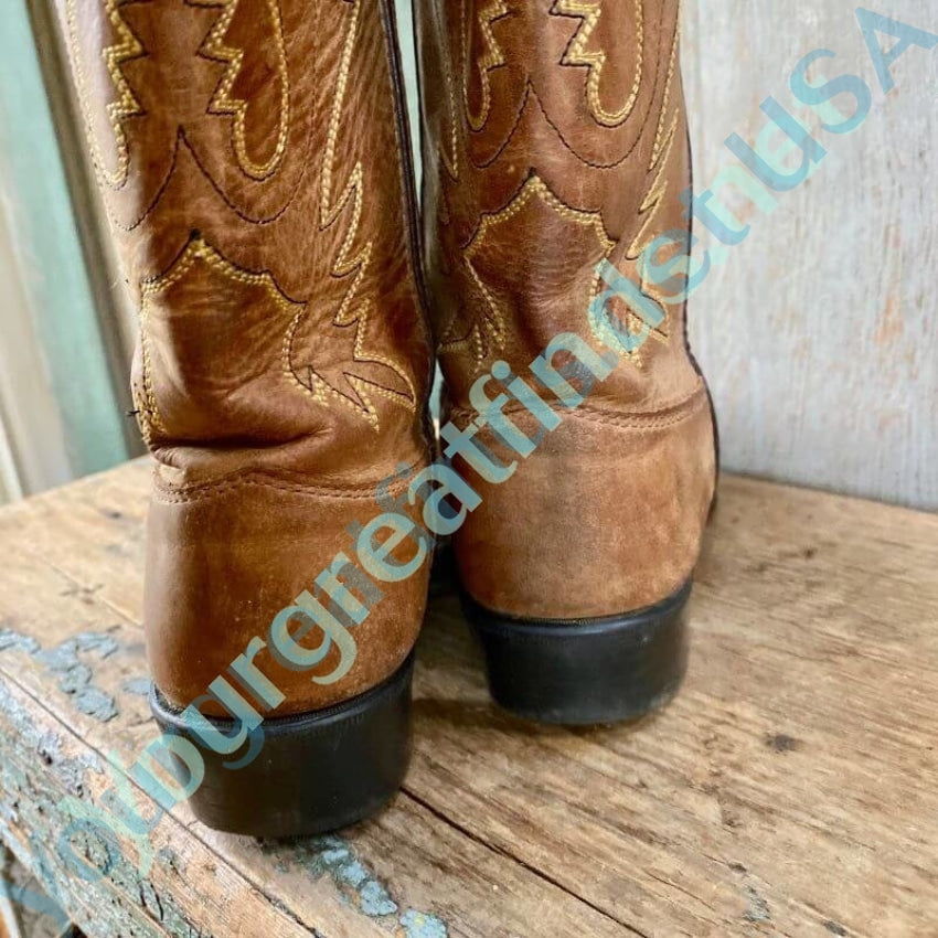 Vintage Distressed Brown Leather Cowboy Boots Kid's Yourgreatfinds