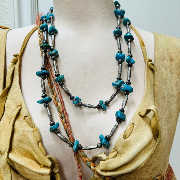 Vintage Multi strand turquoise hot with sterling silver