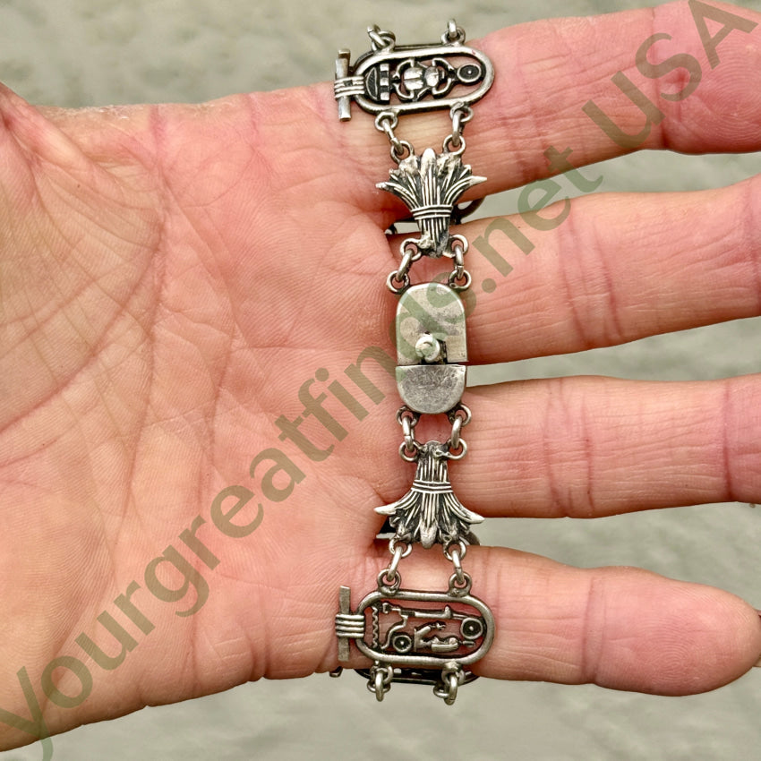 Vintage Egyptian Revival Sterling Silver Cartouche Bracelet bracelet