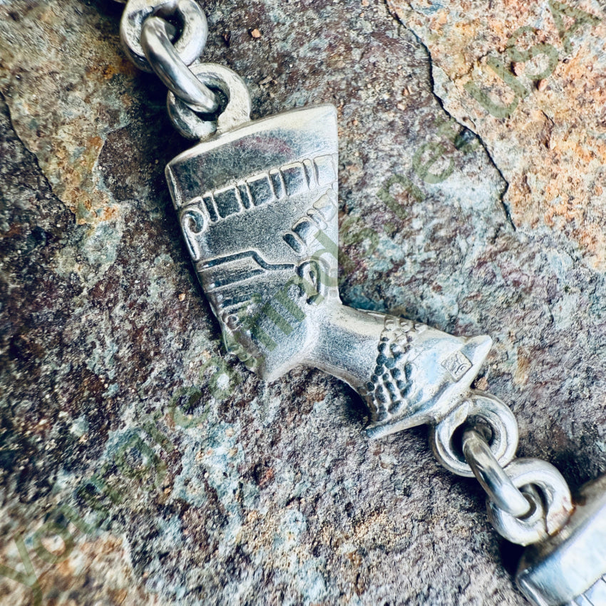 Vintage Egyptian Revival Sterling Silver Nefertiti Bracelet Anklet bracelet