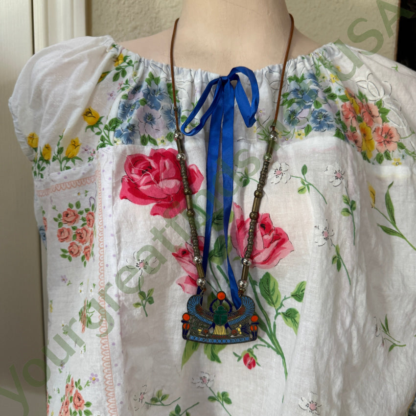 Vintage Egyptian Revival Winged Scarab Necklace necklace