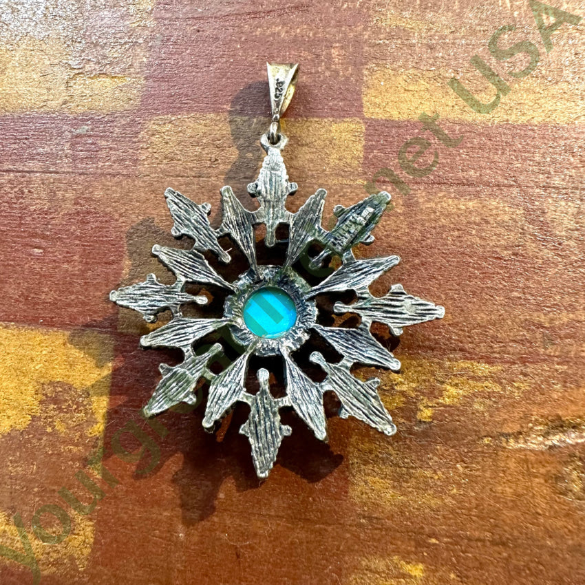 Vintage Florenta Costume Faux Turquoise Pendant Sterling Bail
