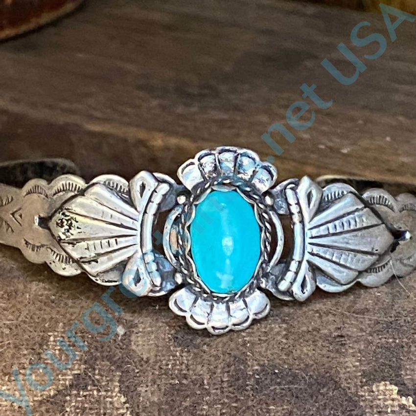 Vintage Fred Harvey Era Navajo Turquoise Bracelet Sterling Silver