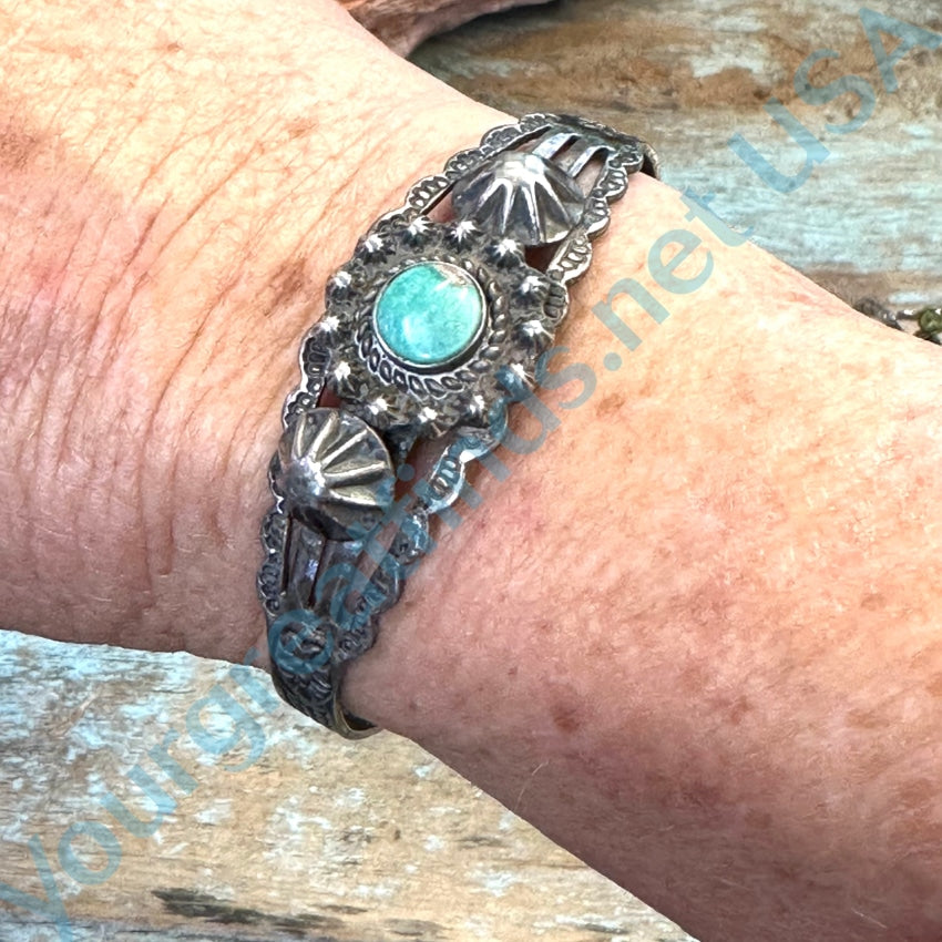 Vintage Fred Harvey Era Navajo Turquoise Bracelet Sterling Silver –  Yourgreatfinds