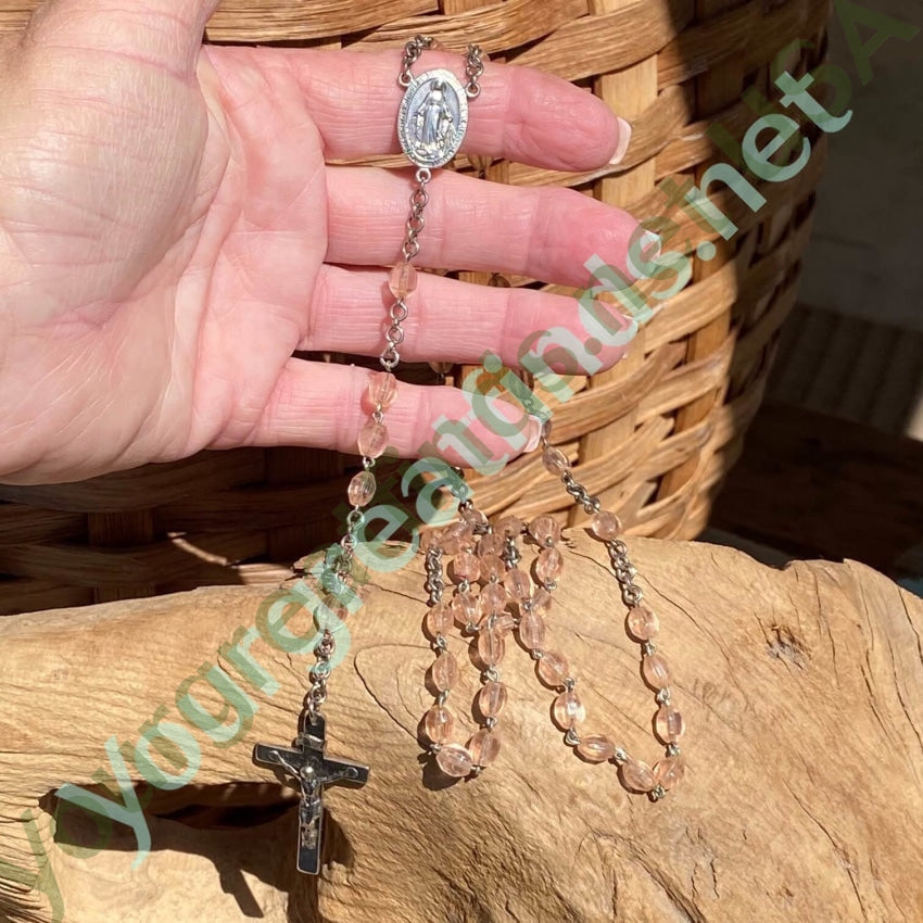 Vintage French Rosary with Blush Pink Beads Yourgreatfinds