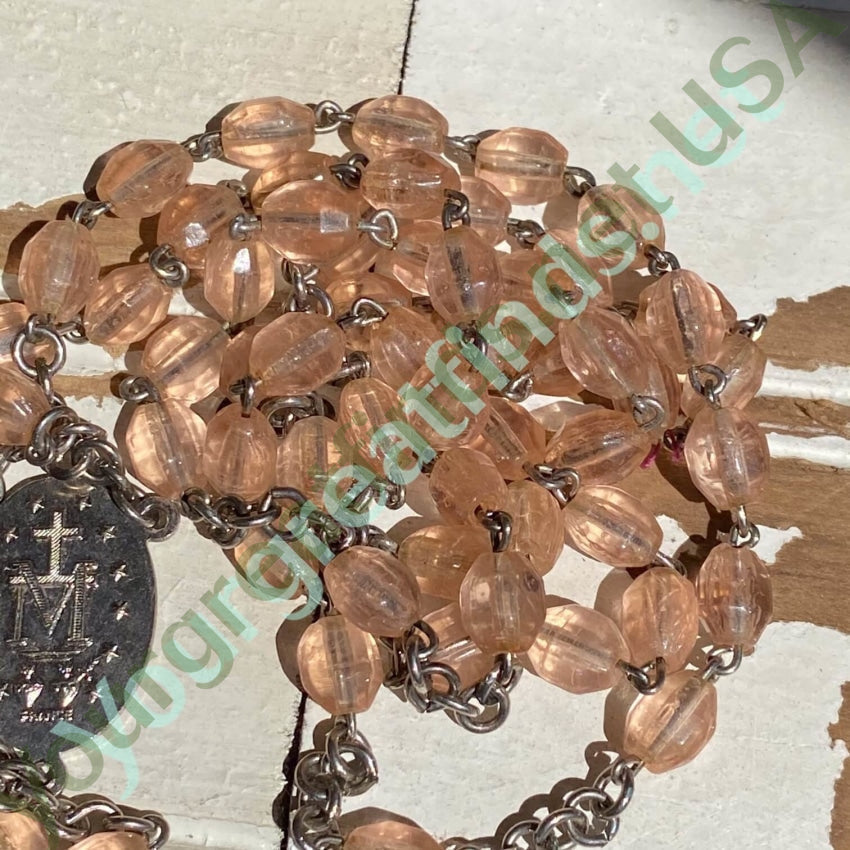 Vintage French Rosary with Blush Pink Beads Yourgreatfinds