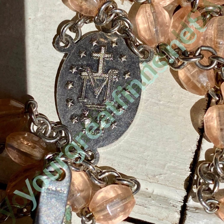 Vintage French Rosary with Blush Pink Beads Yourgreatfinds