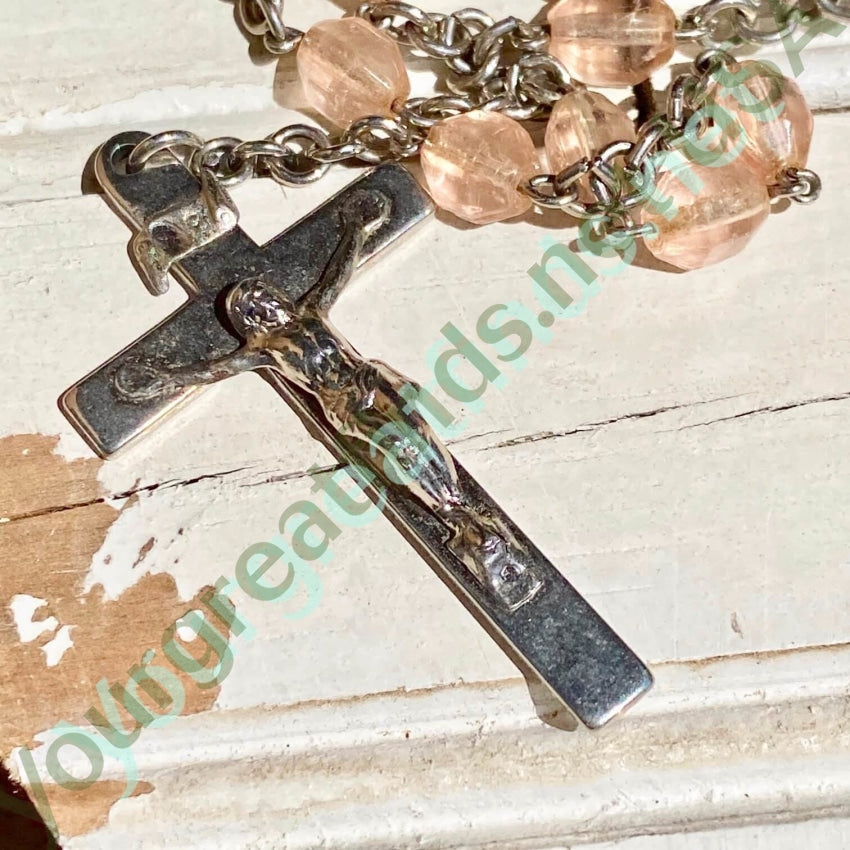 Vintage French Rosary with Blush Pink Beads Yourgreatfinds