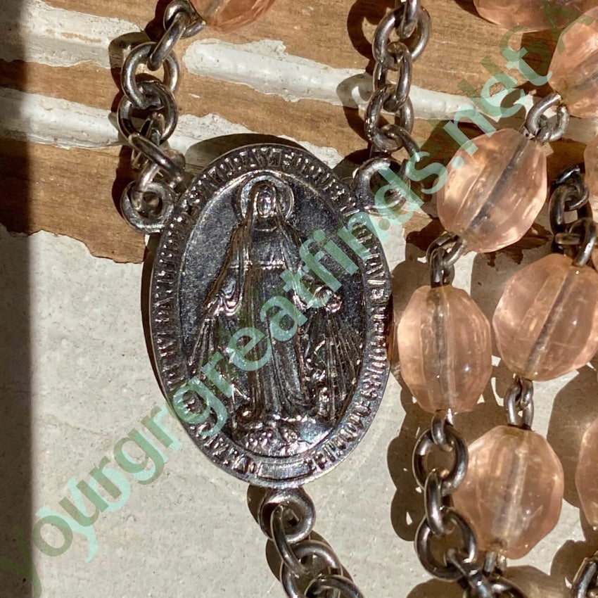 Vintage French Rosary with Blush Pink Beads Yourgreatfinds