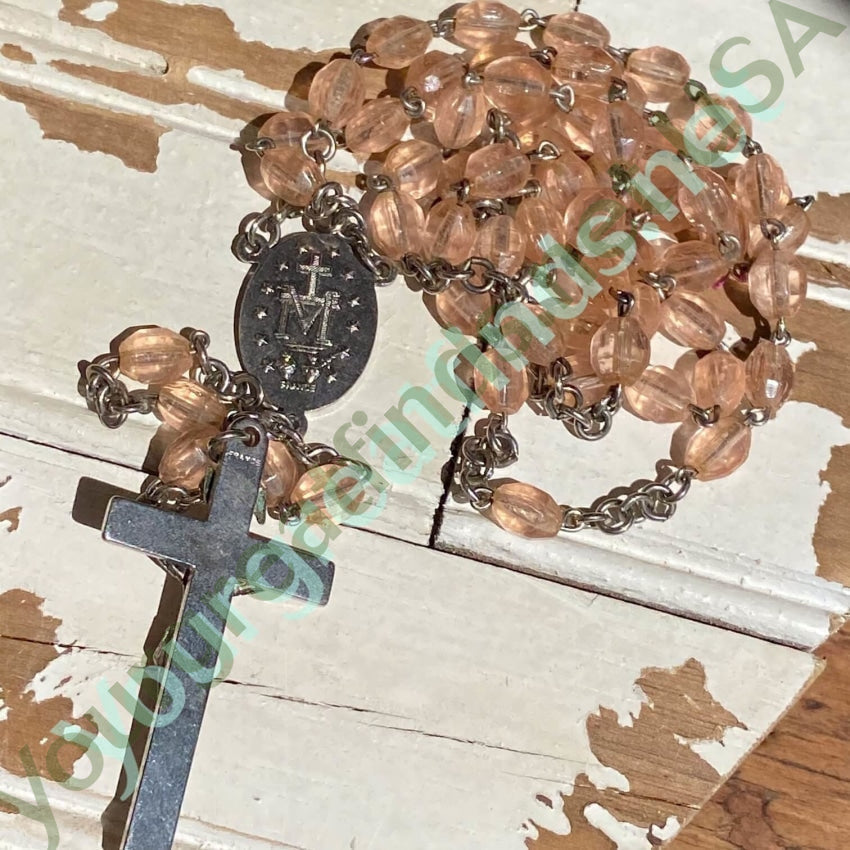 Vintage French Rosary with Blush Pink Beads Yourgreatfinds