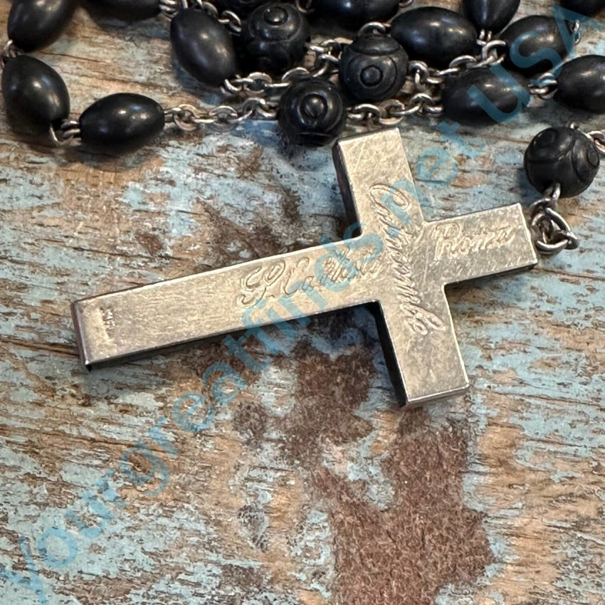 Vintage French Sterling Silver Catacombe Ebony Rosary