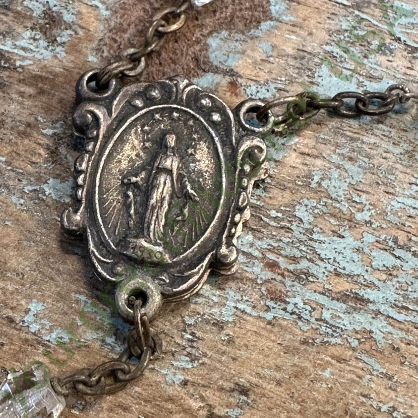 Vintage French Unbreakable Rosary B.v.c. Glass Beads Ebony