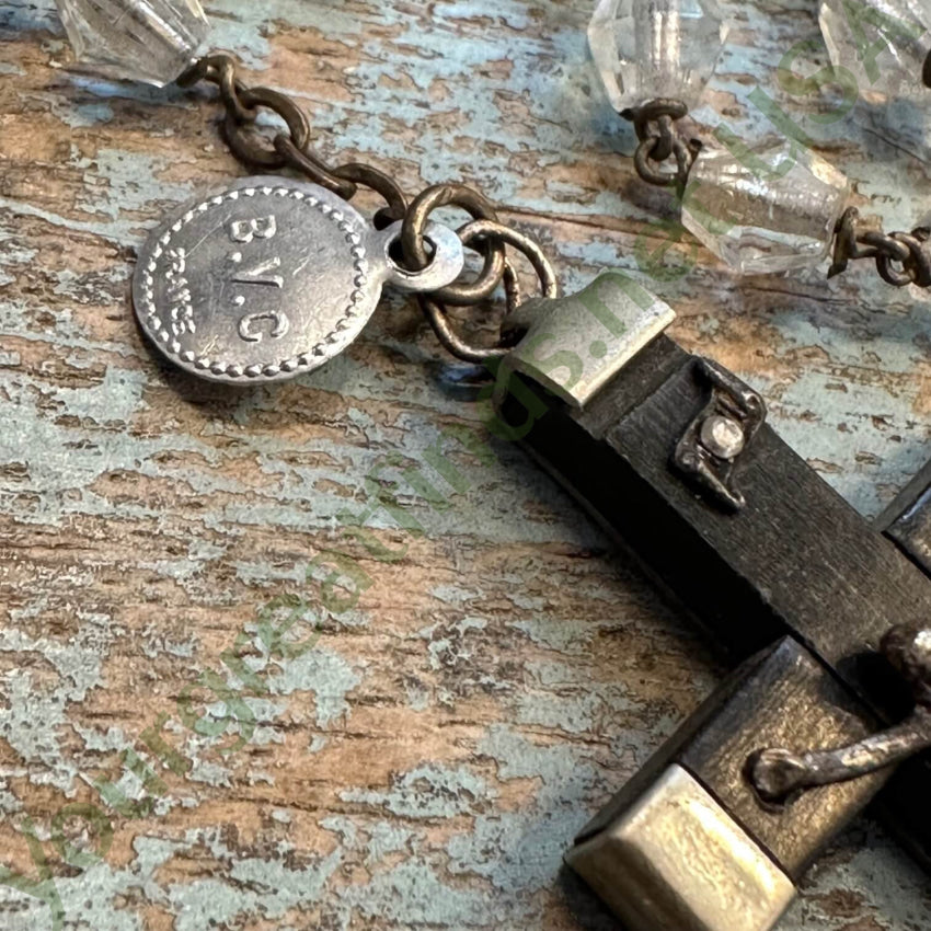 Vintage French Unbreakable Rosary B.v.c. Glass Beads Ebony