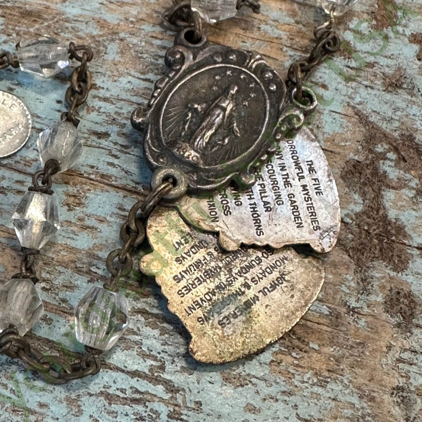 Vintage French Unbreakable Rosary B.v.c. Glass Beads Ebony