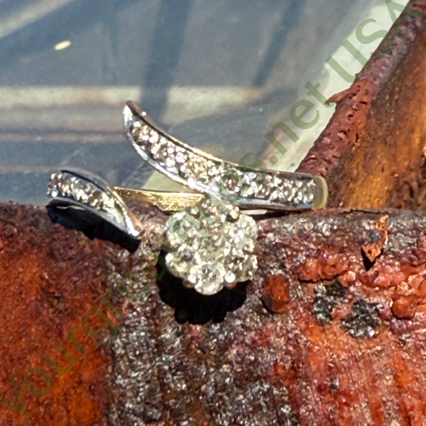 Vintage Genuine Diamond Flower Ring 14k Gold Size: 8 gold ring