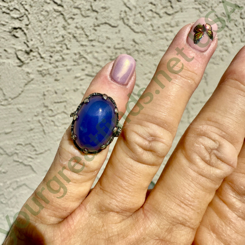 Vintage German Sterling Silver & Blue Chalcedony Ring Size 3 ring