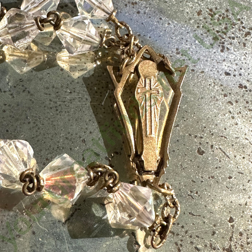 Vintage Glass Aurora Borealis Bead Rosary