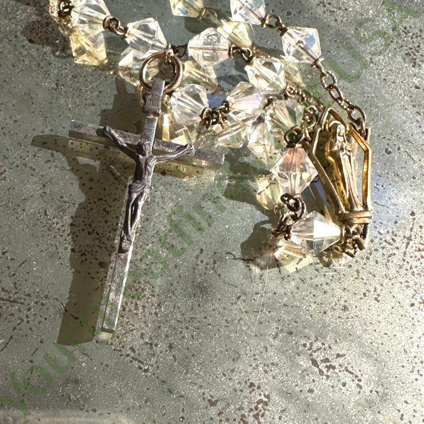 Vintage Glass Aurora Borealis Bead Rosary