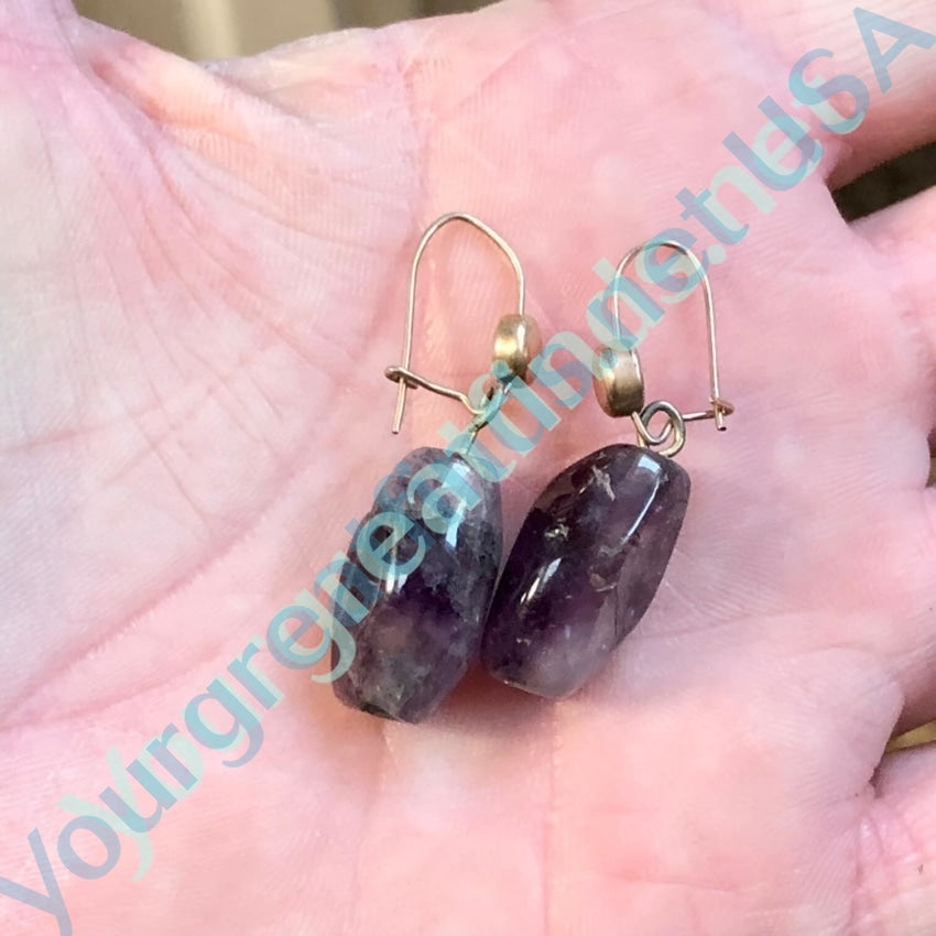 Vintage Gold Filled Amethyst Bead Pierced Earrings Yourgreatfinds