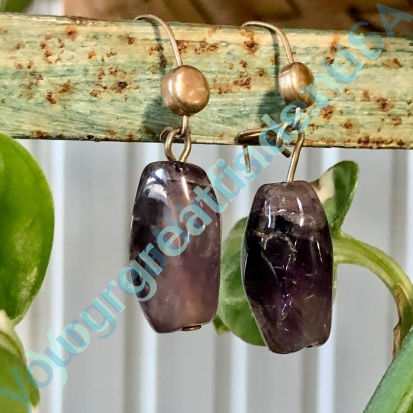 Vintage Gold Filled Amethyst Bead Pierced Earrings Yourgreatfinds