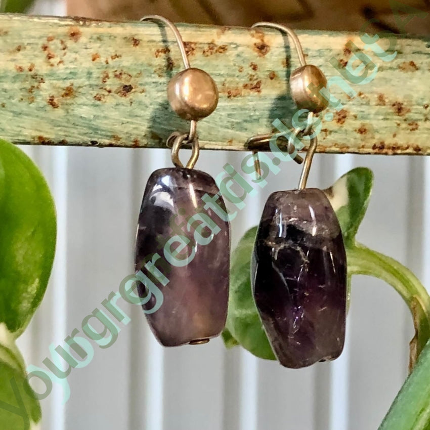 Vintage Gold Filled Amethyst Bead Pierced Earrings Yourgreatfinds
