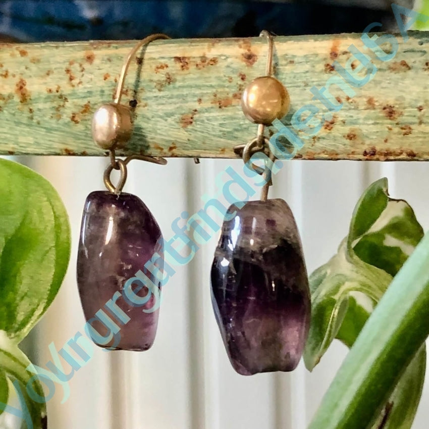 Vintage Gold Filled Amethyst Bead Pierced Earrings Yourgreatfinds