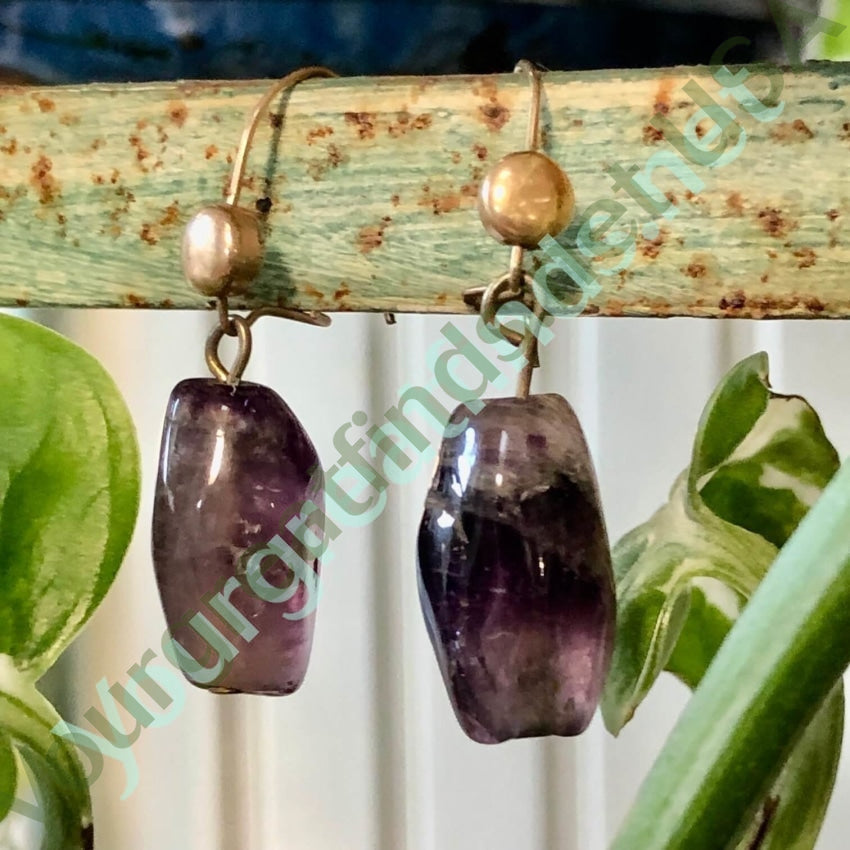 Vintage Gold Filled Amethyst Bead Pierced Earrings Yourgreatfinds