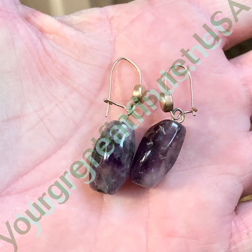 Vintage Gold Filled Amethyst Bead Pierced Earrings Yourgreatfinds