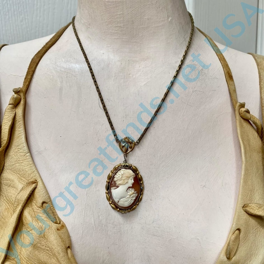 Vintage Gold Filled Carved Shell Cameo Necklace Necklaces