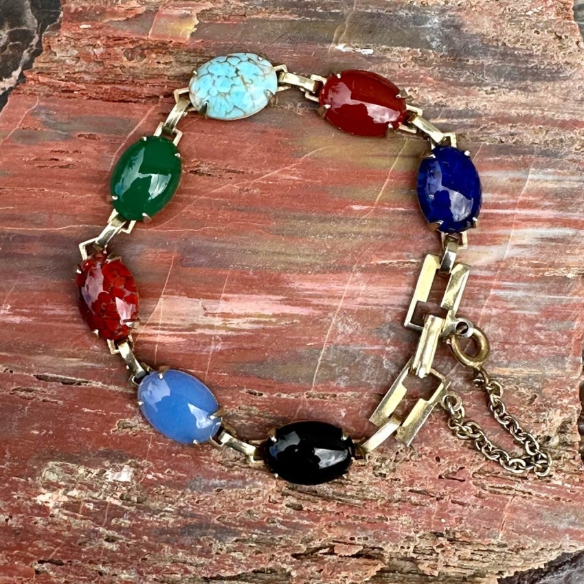 Vintage Gold Filled Glass Stone Bracelet