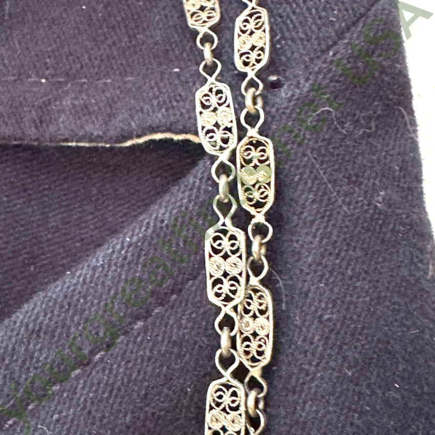 Vintage Gold Filled Sterling Silver Filigree Convertible Chain Necklace