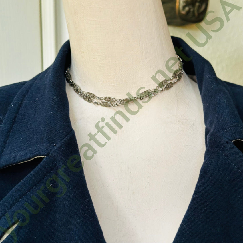 Vintage Gold Filled Sterling Silver Filigree Convertible Chain Necklace